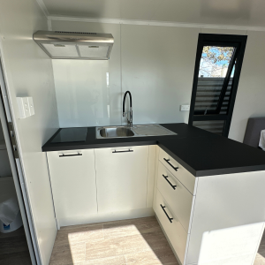 Interior of Sunrise Build 6.25m x 3.0m portable cabin with open-plan living area