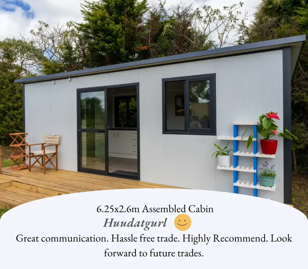 Customer-assembled Sunrise Build cabin