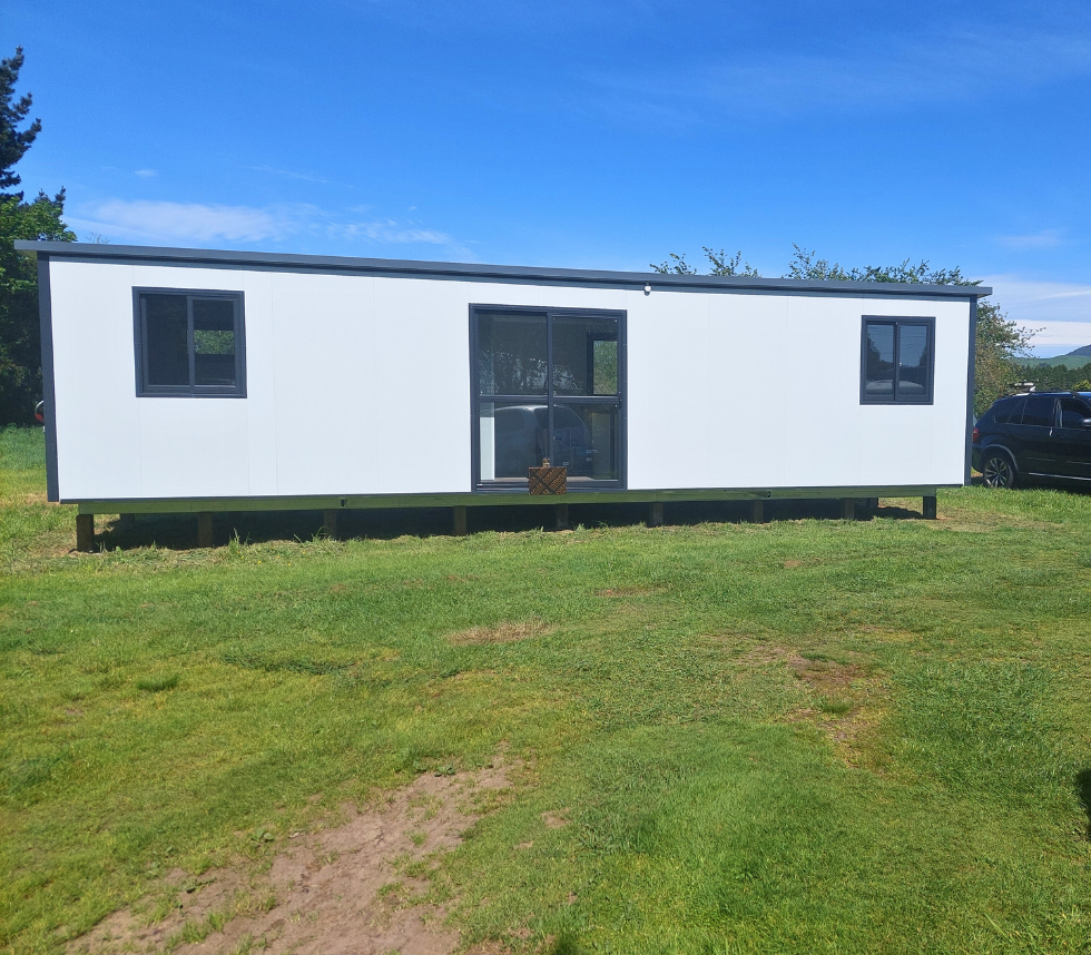 8.08m x 2.6m self-contained Sunrise Build cabin on a rural property